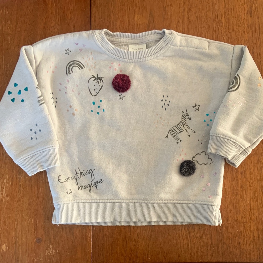 🫐3/$30 Zara Kids Sweatshirt with Fun Graphics size 12-18m